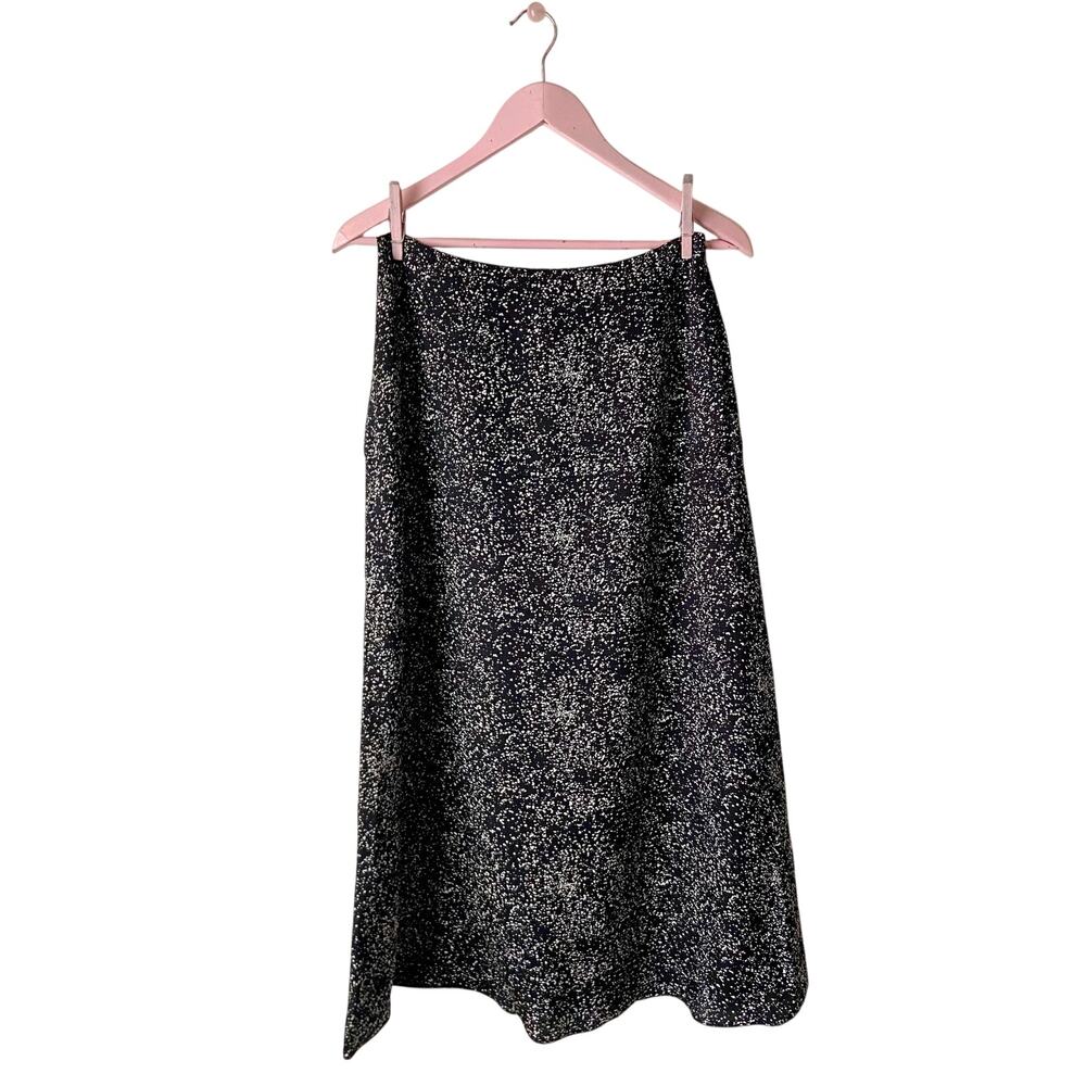 Everlane The Hammered Satin Slip Skirt Black Moonsplatter Midi